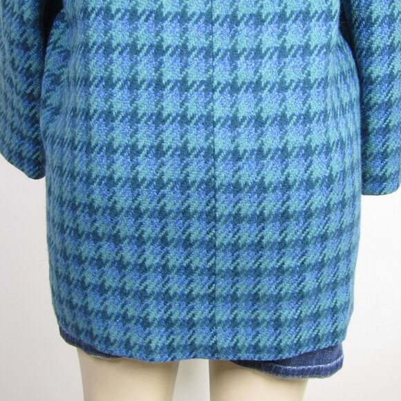VTG 60s Houndstooth M L Plaid Wool Tweed Mod Academia Preppy Car Coat Classic - Picture 7 of 13